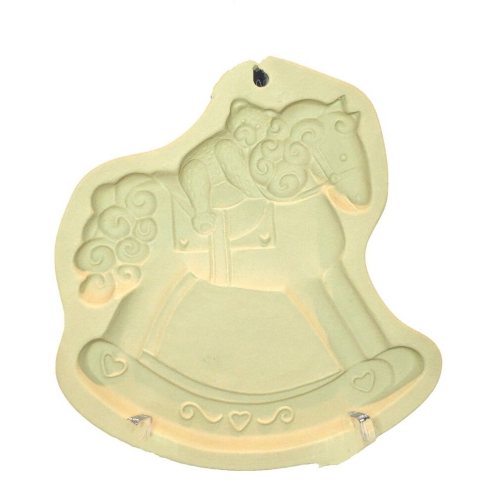 Brown Bag Cookie Mold ROCKING HORSE w BEAR 1993 Baby Shower Christening 6"